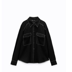 Zara Contrast Topstitch collared button up Shirt